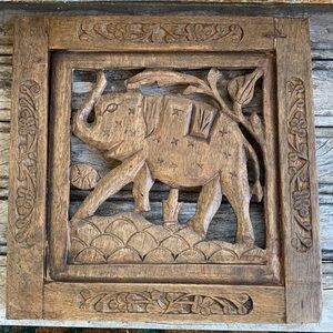 Hand Carved Anglo-Indian Elephant Decor